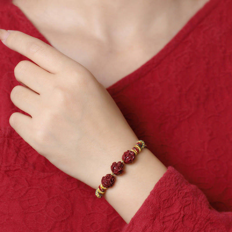 KarmaRipple's Handmade Red String Cinnabar Chinese Zodiac Woven Blessing Bracelet p18