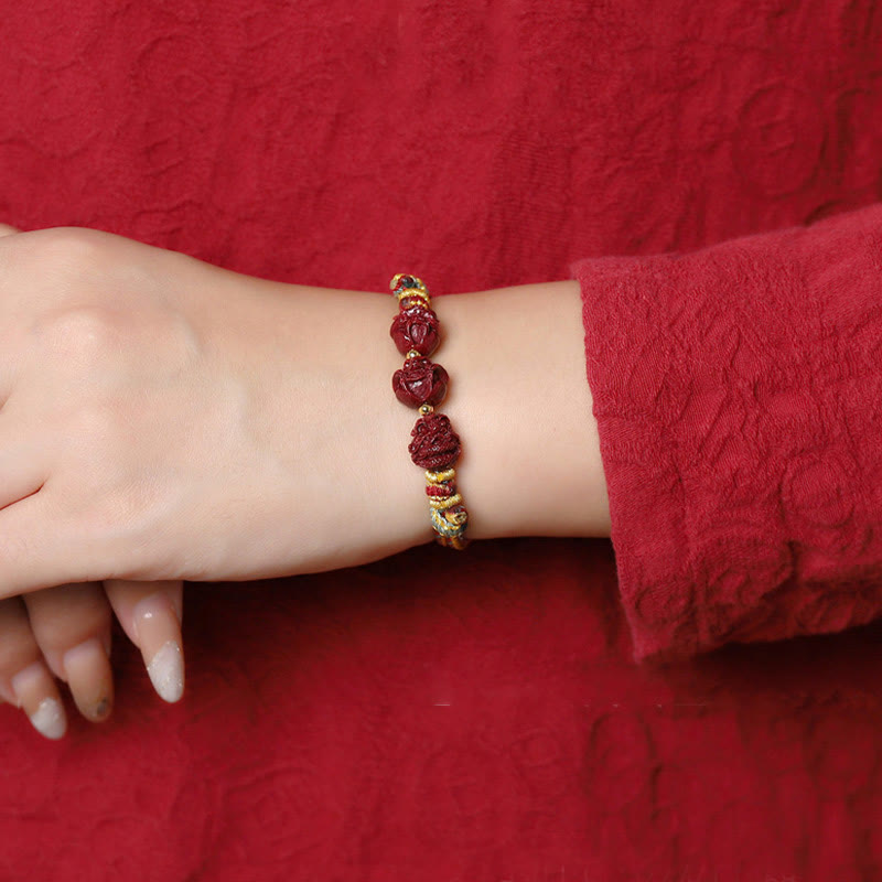 KarmaRipple's Handmade Red String Cinnabar Chinese Zodiac Woven Blessing Bracelet p19
