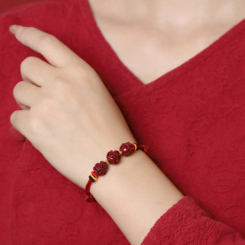 KarmaRipple's Handmade Red String Cinnabar Chinese Zodiac Woven Blessing Bracelet p22