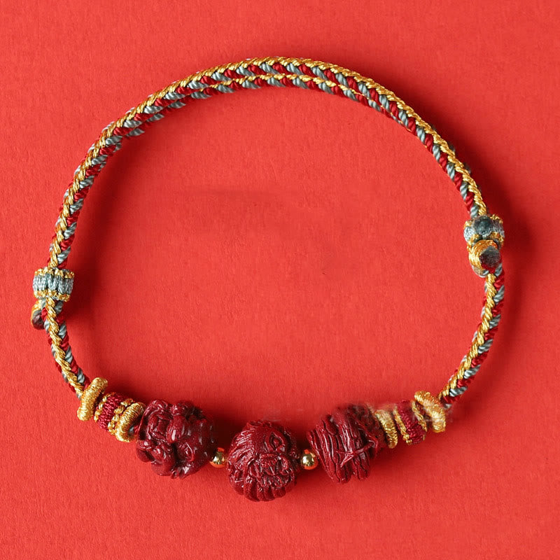KarmaRipple's Handmade Red String Cinnabar Chinese Zodiac Woven Blessing Bracelet p26