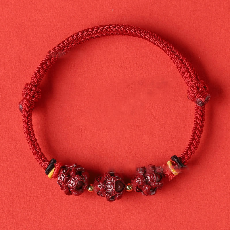 KarmaRipple's Handmade Red String Cinnabar Chinese Zodiac Woven Blessing Bracelet p6