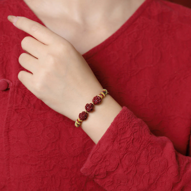 KarmaRipple's Handmade Red String Cinnabar Chinese Zodiac Woven Blessing Bracelet p23