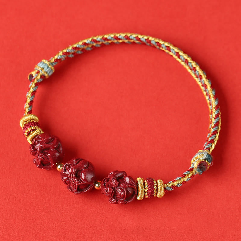 KarmaRipple's Handmade Red String Cinnabar Chinese Zodiac Woven Blessing Bracelet p11