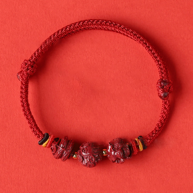 KarmaRipple's Handmade Red String Cinnabar Chinese Zodiac Woven Blessing Bracelet p30