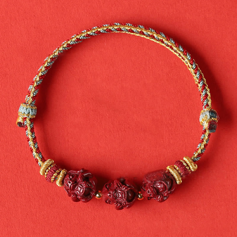 KarmaRipple's Handmade Red String Cinnabar Chinese Zodiac Woven Blessing Bracelet p4