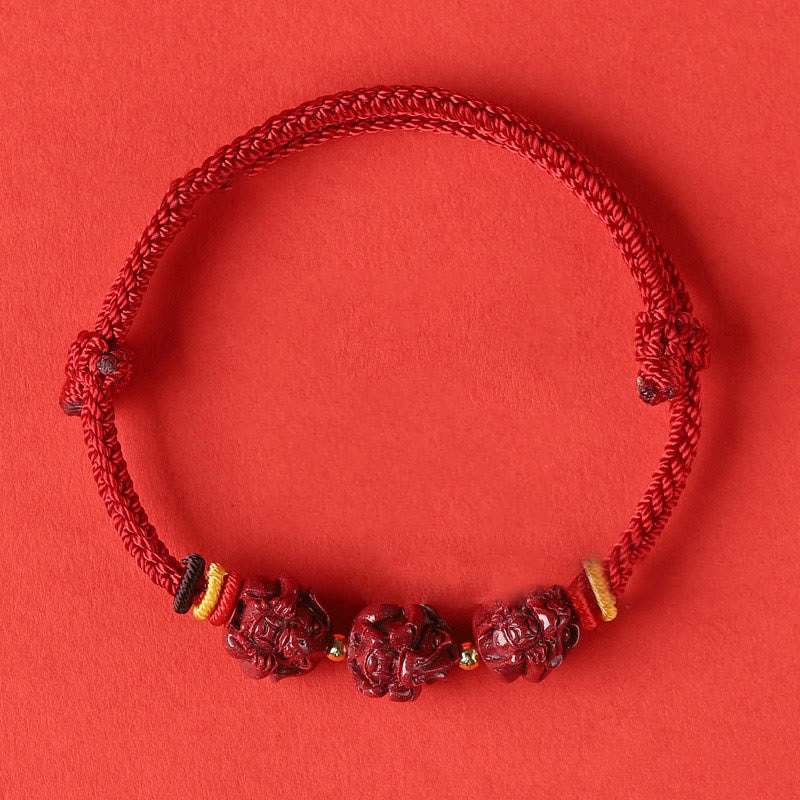 KarmaRipple's Handmade Red String Cinnabar Chinese Zodiac Woven Blessing Bracelet p31
