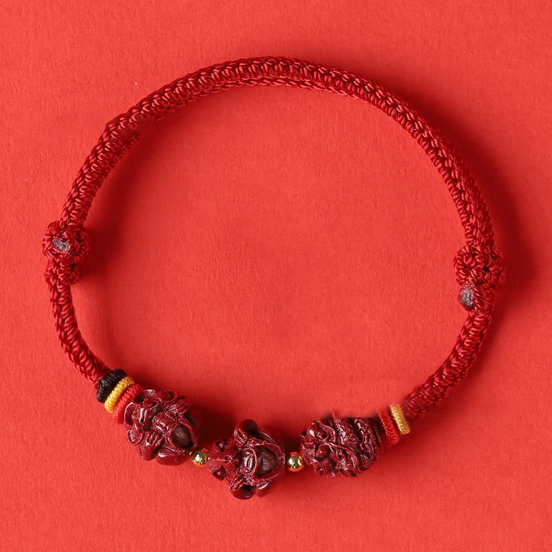 KarmaRipple's Handmade Red String Cinnabar Chinese Zodiac Woven Blessing Bracelet p5
