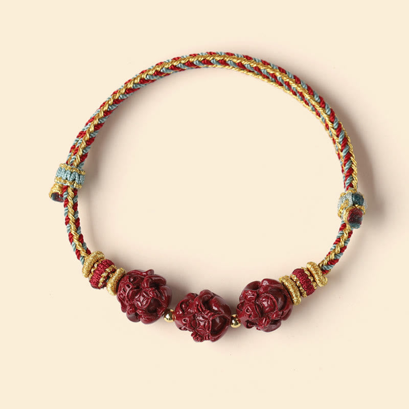 KarmaRipple's Handmade Red String Cinnabar Chinese Zodiac Woven Blessing Bracelet p20