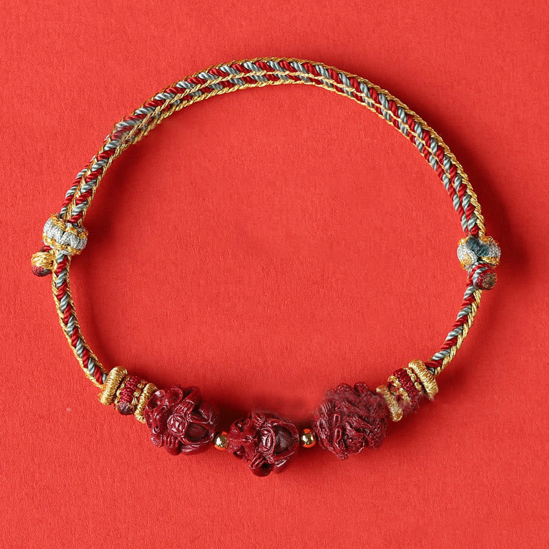 KarmaRipple's Handmade Red String Cinnabar Chinese Zodiac Woven Blessing Bracelet p25
