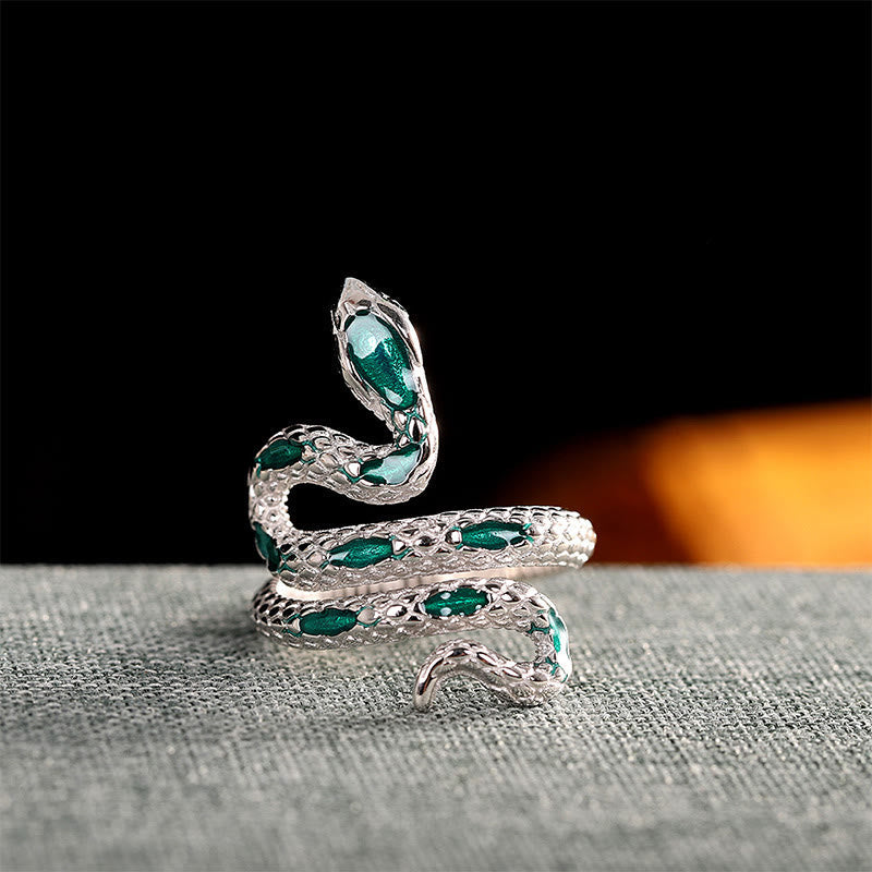 KarmaRipple's 925 Sterling Silver Year Of The Snake Adjustable Blessing Ring p12