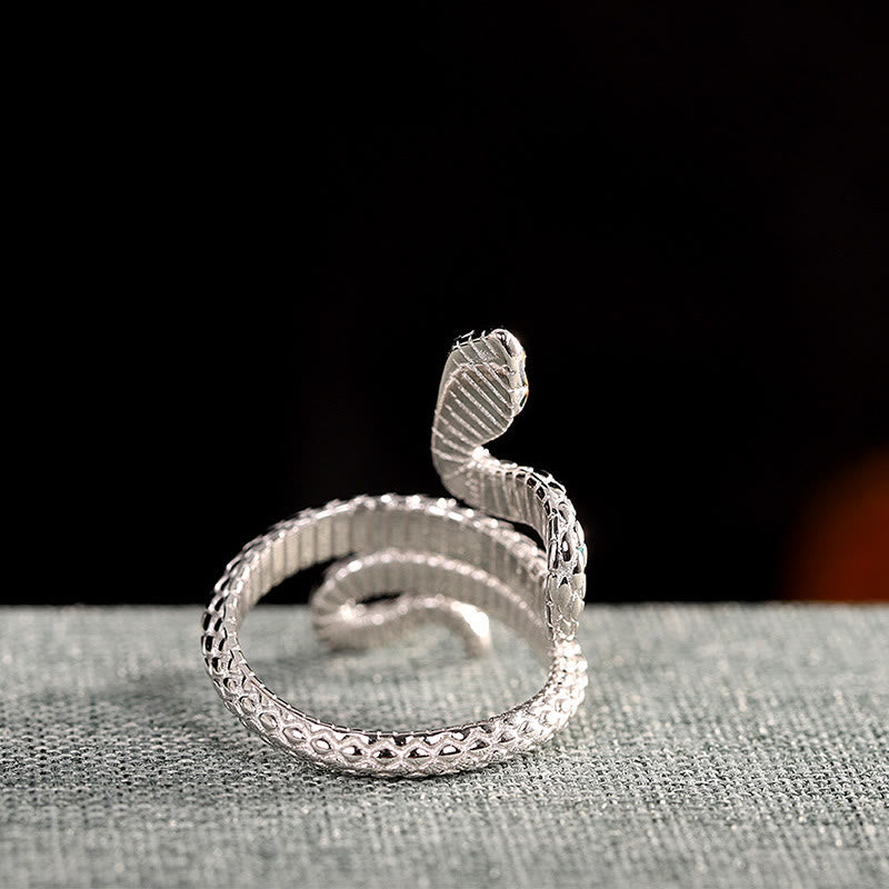 KarmaRipple's 925 Sterling Silver Year Of The Snake Adjustable Blessing Ring p10