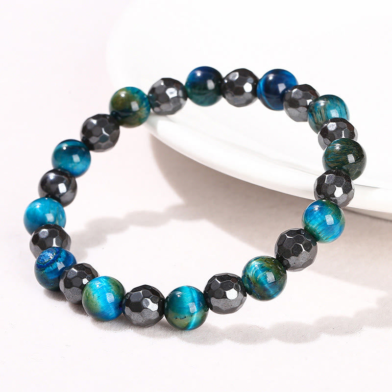 KarmaRipple's 2Pcs Hematite Tiger Eye Blue Tiger Eye Powerful Bracelet Set p16