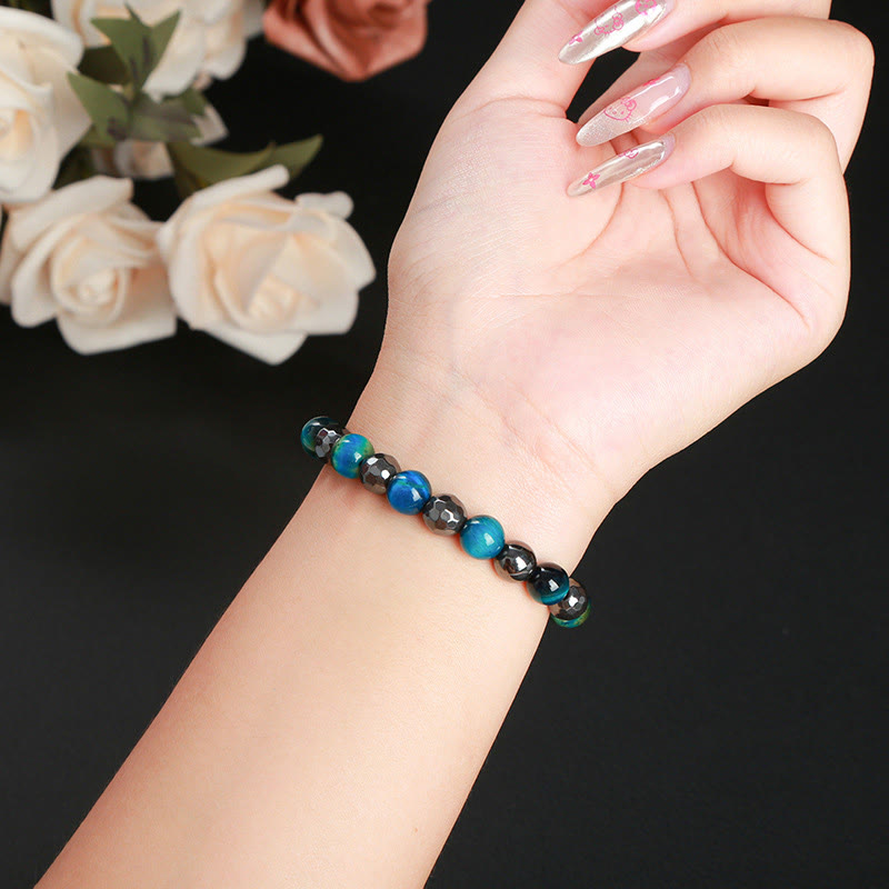 KarmaRipple's 2Pcs Hematite Tiger Eye Blue Tiger Eye Powerful Bracelet Set p19