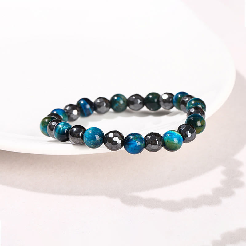 KarmaRipple's 2Pcs Hematite Tiger Eye Blue Tiger Eye Powerful Bracelet Set p15