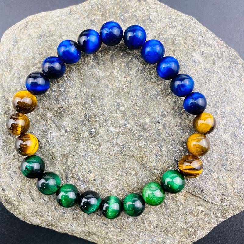 KarmaRipple's Blue Tiger Eye Green Tiger Eye Tiger Eye Balance Bracelet p4