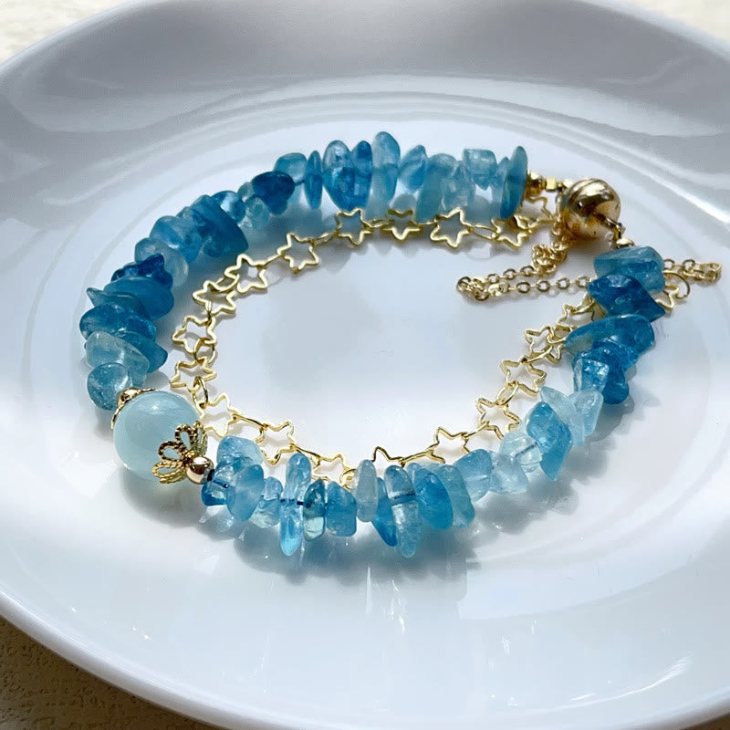 KarmaRipple's Aquamarine Gravel Design Star Balancing Magnetic Buckle Bracelet p5