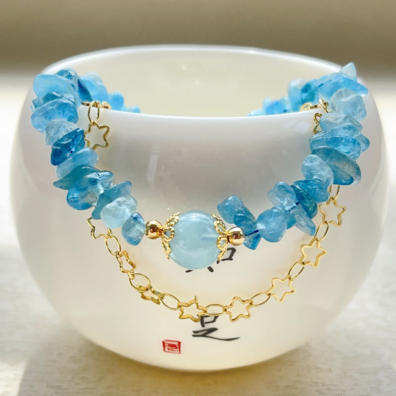 KarmaRipple's Aquamarine Gravel Design Star Balancing Magnetic Buckle Bracelet p6