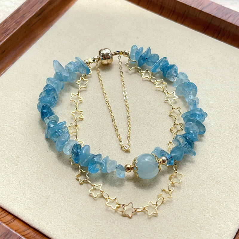KarmaRipple's Aquamarine Gravel Design Star Balancing Magnetic Buckle Bracelet p7