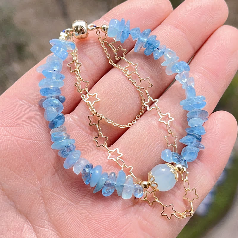 KarmaRipple's Aquamarine Gravel Design Star Balancing Magnetic Buckle Bracelet p8