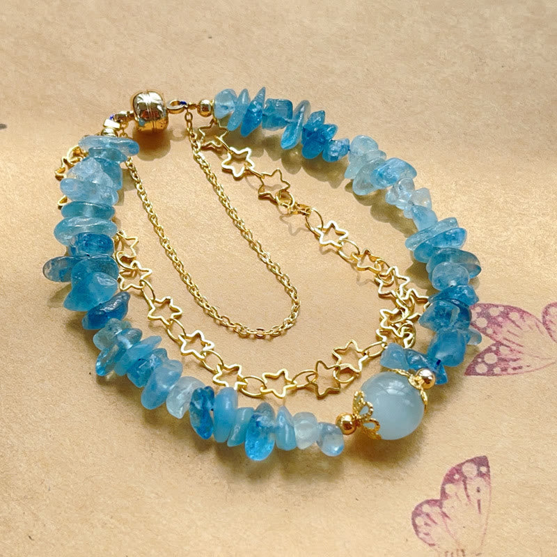 KarmaRipple's Aquamarine Gravel Design Star Balancing Magnetic Buckle Bracelet p4