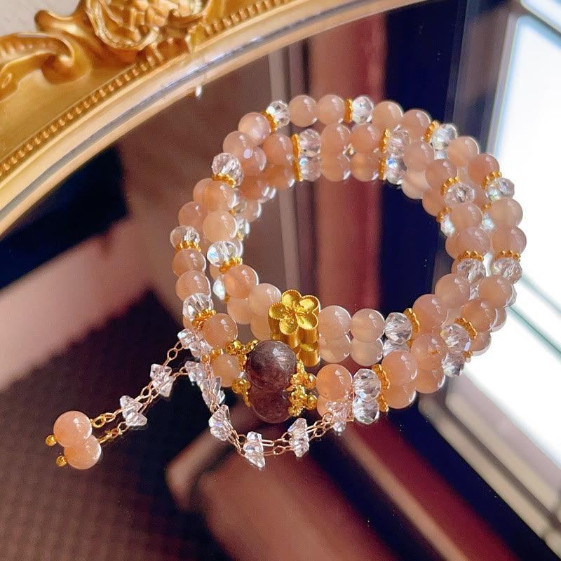 KarmaRipple's Sun Stone Gemstone Peach Blossom Wealth Double Wrap Bracelet p8