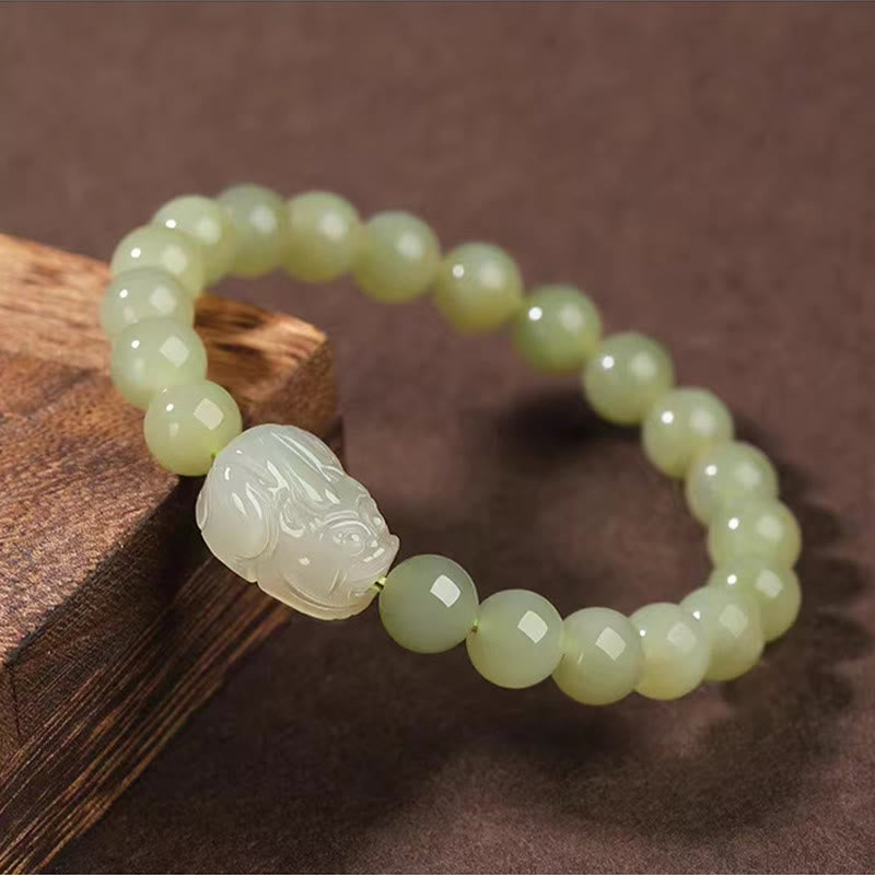 KarmaRipple's Authentic Hetian Jade PiXiu Carved Fortune Bracelet p3