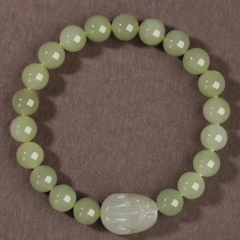 KarmaRipple's Authentic Hetian Jade PiXiu Carved Fortune Bracelet p4