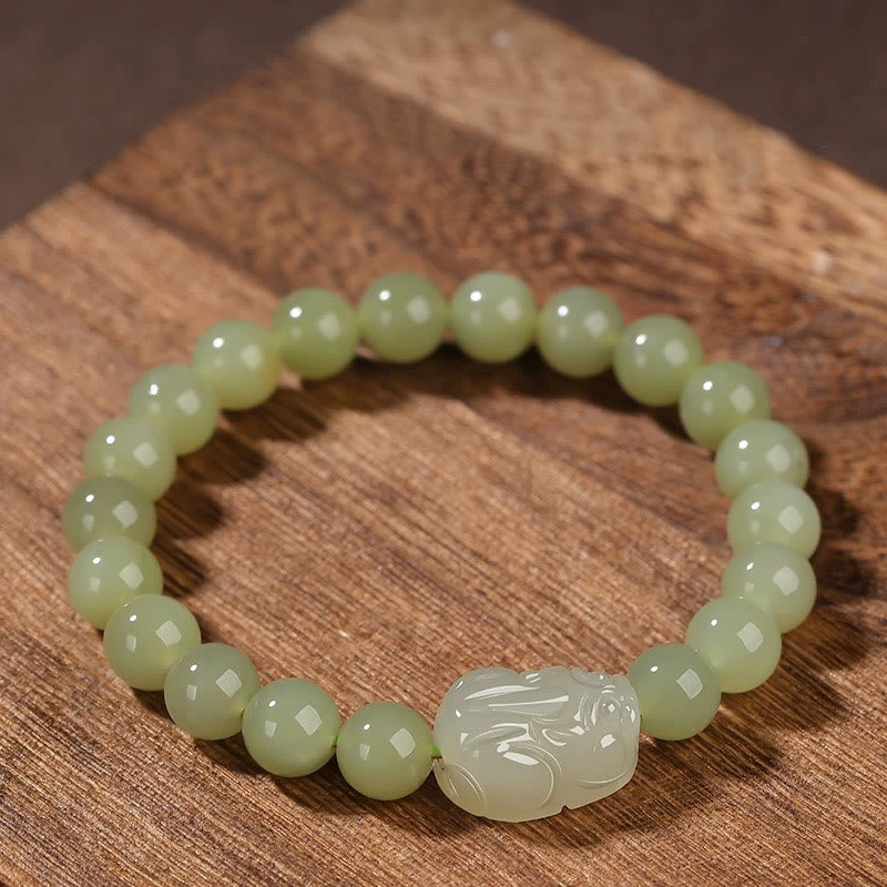 KarmaRipple's Authentic Hetian Jade PiXiu Carved Fortune Bracelet p11