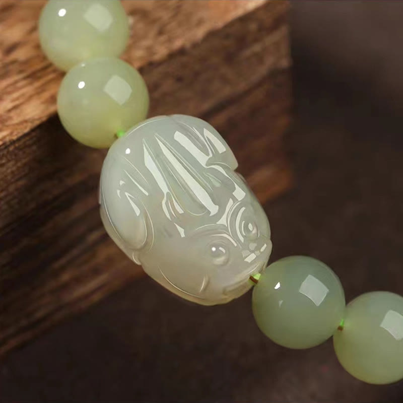 KarmaRipple's Authentic Hetian Jade PiXiu Carved Fortune Bracelet p12