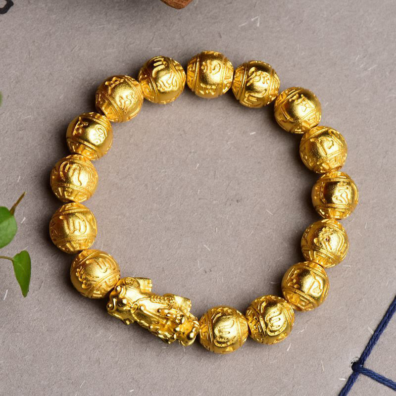KarmaRipple's PiXiu Om Mani Padme Hum Carved Wealth Bracelet p3