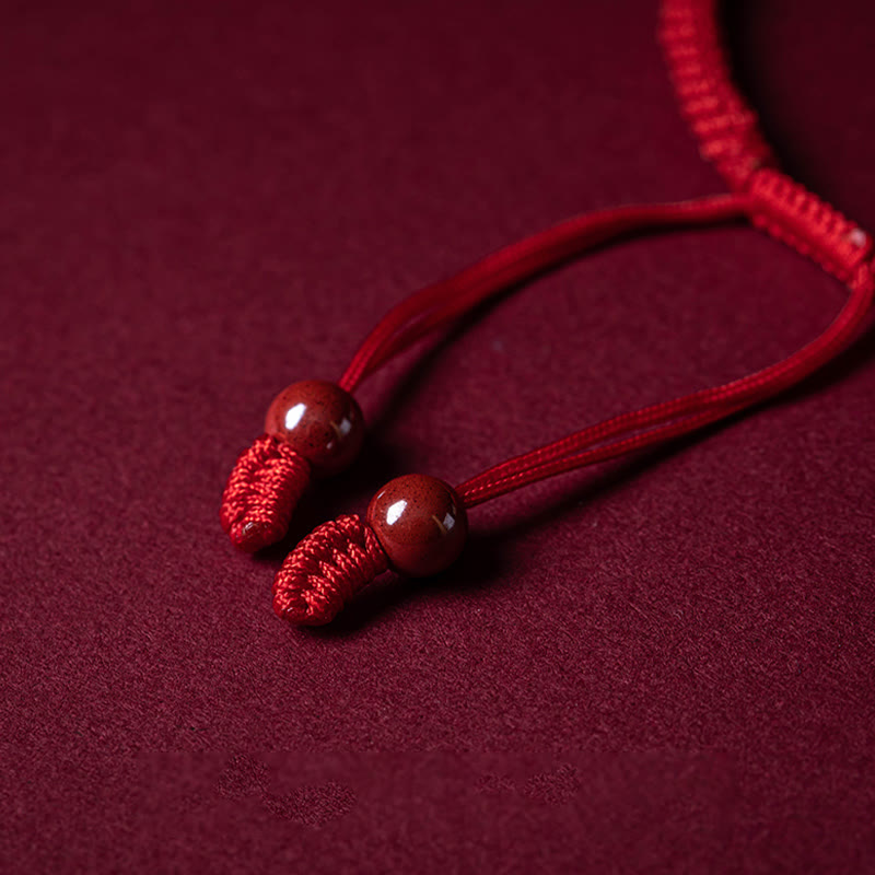KarmaRipple's Handmade Cinnabar Ruyi Handle Fu Character PiXiu Blessing Red String Woven Bracelet p14