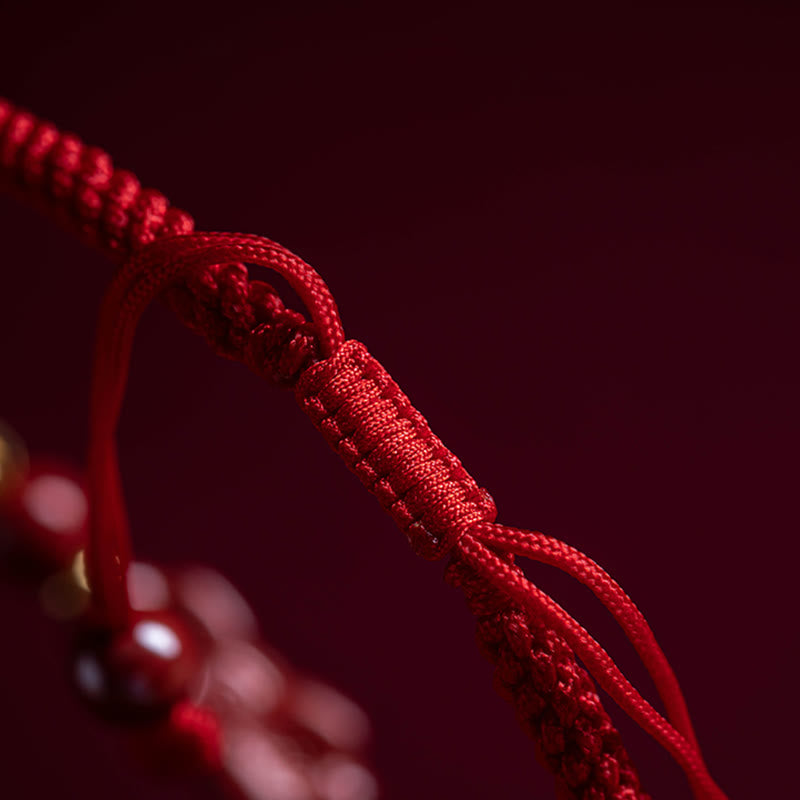 KarmaRipple's Handmade Cinnabar Ruyi Handle Fu Character PiXiu Blessing Red String Woven Bracelet p13