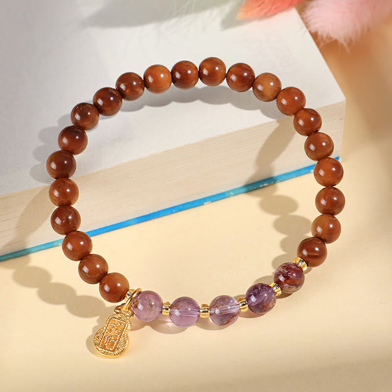 KarmaRipple's Green Phantom Citrine Rutilated Quartz Super Seven Gemstone Confidence Bracelet p24