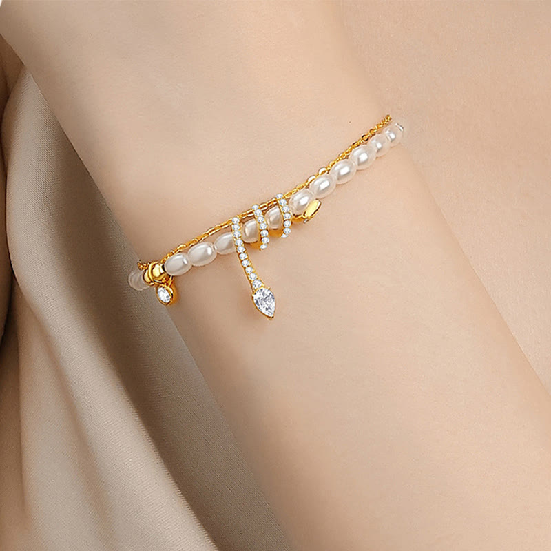 KarmaRipple's 925 Sterling Silver Year Of The Snake Pearl Bracelet Pendant Necklace p8