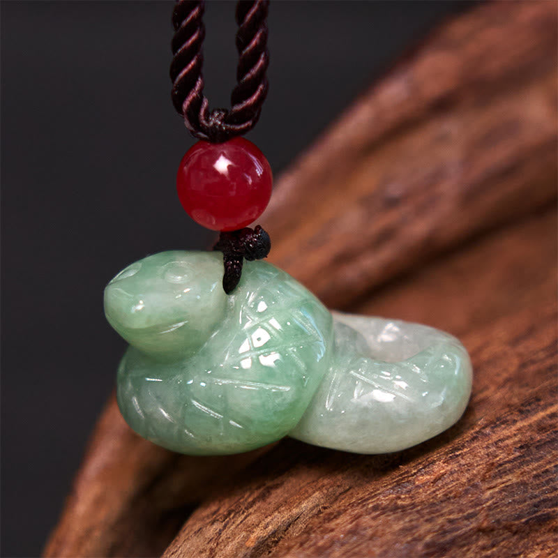 KarmaRipple's Chinese Zodiac Year of the Snake Authentic Jade Fortune Pendant Necklace p1