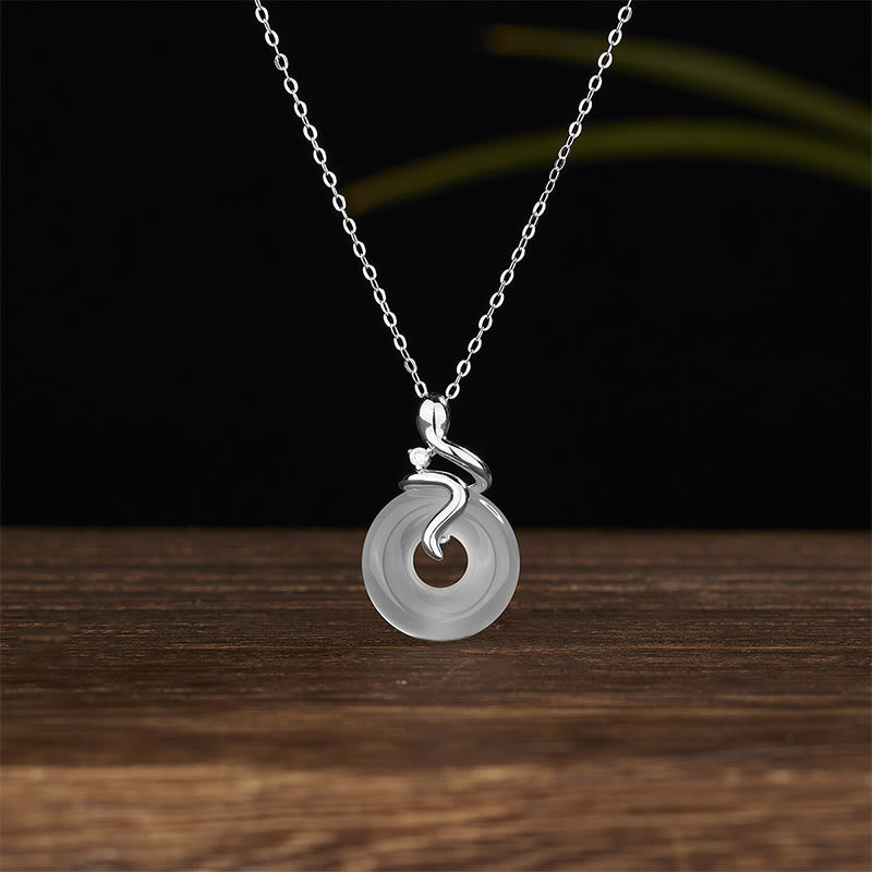 KarmaRipple's 925 Sterling Silver Year Of The Snake Chalcedony Peace Buckle Positive Pendant Necklace p12