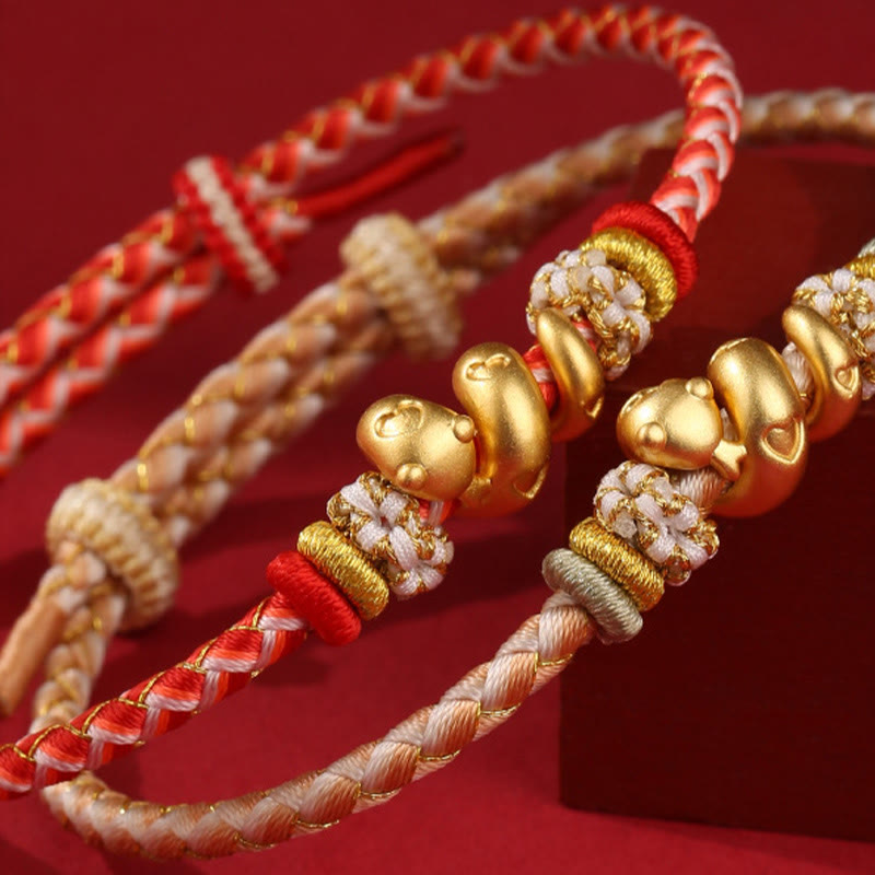 KarmaRipple's 999 Sterling Silver Gradient Red String Year Of The Snake Fortune Woven Bracelet p17