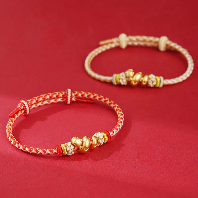 KarmaRipple's 999 Sterling Silver Gradient Red String Year Of The Snake Fortune Woven Bracelet p13