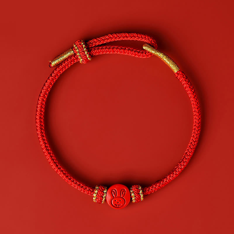KarmaRipple's Chinese Zodiac Red String Eight Thread Peace Weave Cinnabar Protection Fortune Bracelet p28