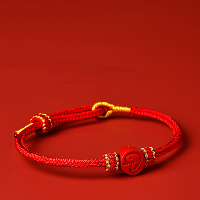 KarmaRipple's Chinese Zodiac Red String Eight Thread Peace Weave Cinnabar Protection Fortune Bracelet p23