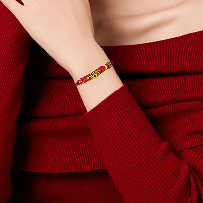 KarmaRipple's Red String Eight Thread Peace Weave Year Of The Snake Protection Woven Bracelet p4