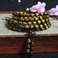 KarmaRipple's 108 Mala Teardrop Beadwork Authentic Phoebe Zhennan Wood Protection Bracelet