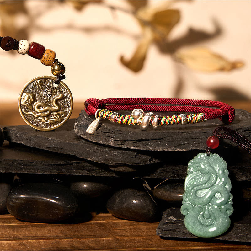 KarmaRipple's Fortunate Prosperity The Year of The Snake 2025 Green Jade Red String Protection Bundle p1