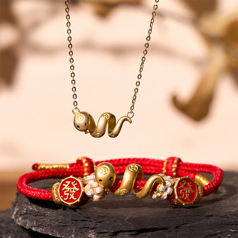 KarmaRipple's 925 Sterling Silver Bronze Coins Wealth The Year of The Snake 2025 Red String Protection Bundle p1