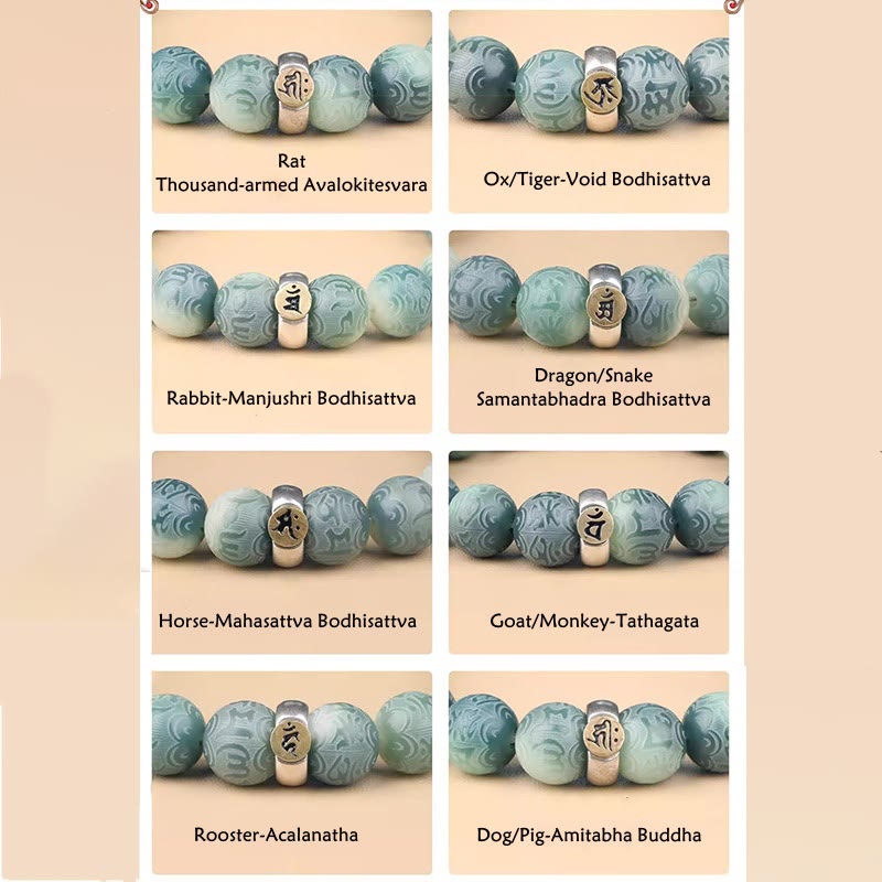 KarmaRipple's Chinese Zodiac Natal Buddha Bodhi Seed Om Mani Padme Hum Engraved Wisdom Bracelet p27