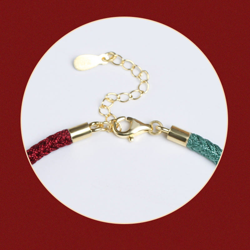 KarmaRipple's 999 Sterling Silver Lotus Pod Design Fortune Red Green String Bracelet p12
