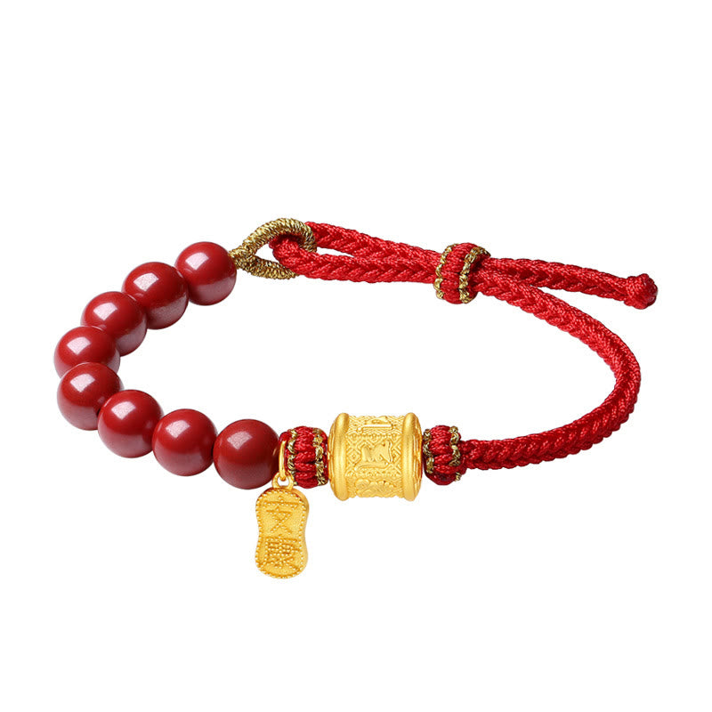 KarmaRipple's 999 Sterling Silver Six True Words Om Mani Padme Hum Cinnabar Blessing String Bracelet p16