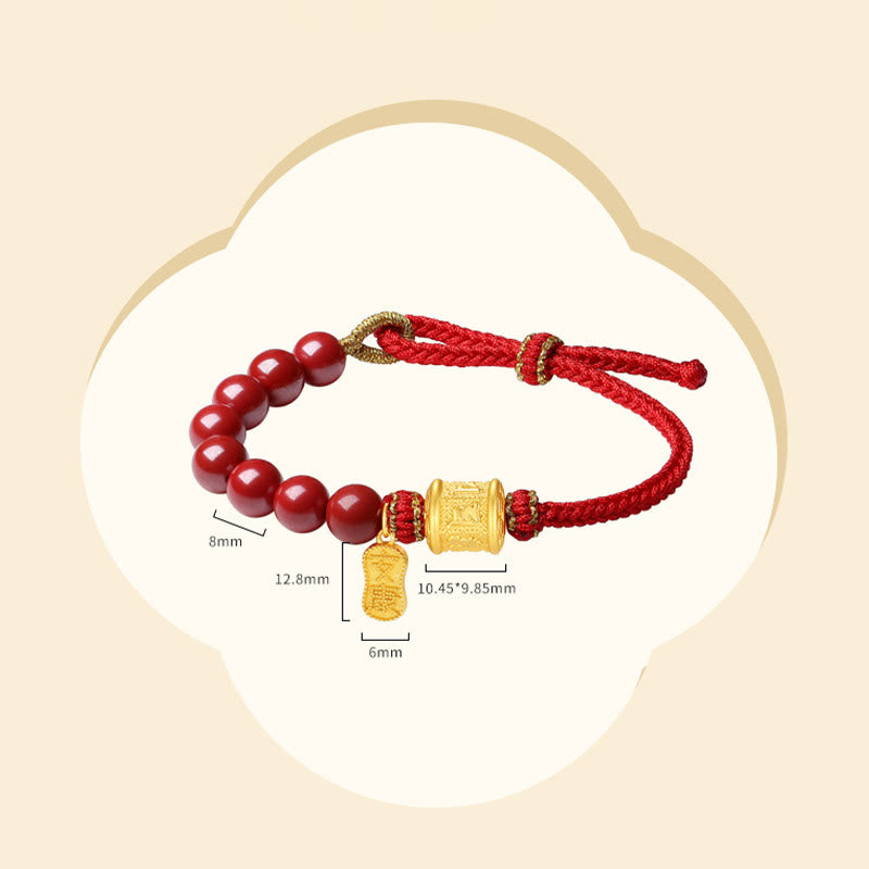 KarmaRipple's 999 Sterling Silver Six True Words Om Mani Padme Hum Cinnabar Blessing String Bracelet p14