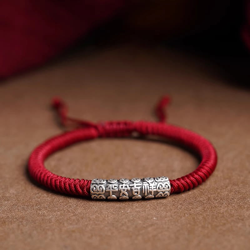 KarmaRipple's Handmade 999 Sterling Silver Peace and Good Fortune Om Mani Padme Hum Luck?Rope Bracelet p1