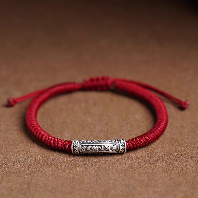 KarmaRipple's Handmade 999 Sterling Silver Peace and Good Fortune Om Mani Padme Hum Luck?Rope Bracelet p2